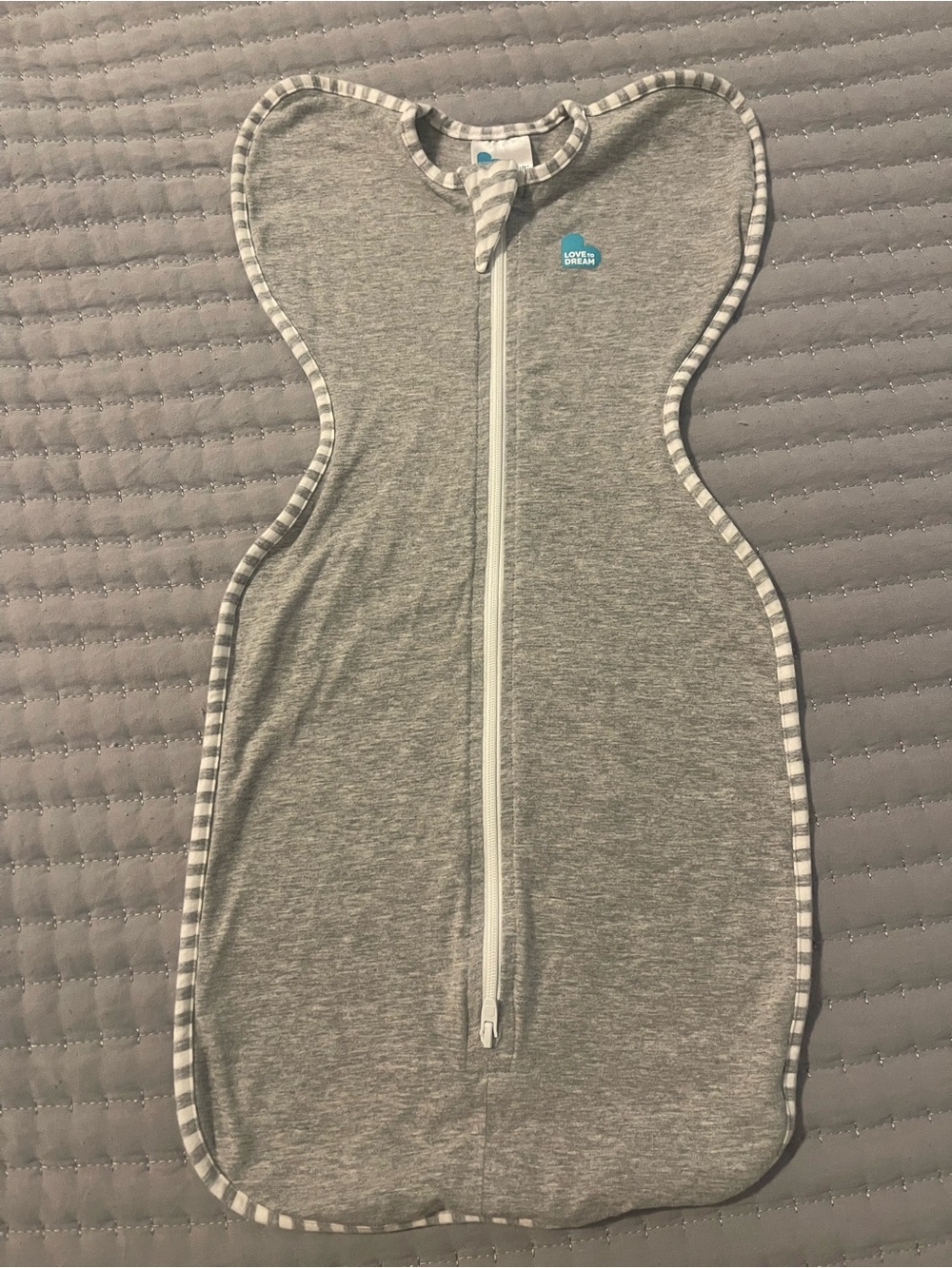 Love to Dream Grey Striped-Trim Swaddle Sleep Sack